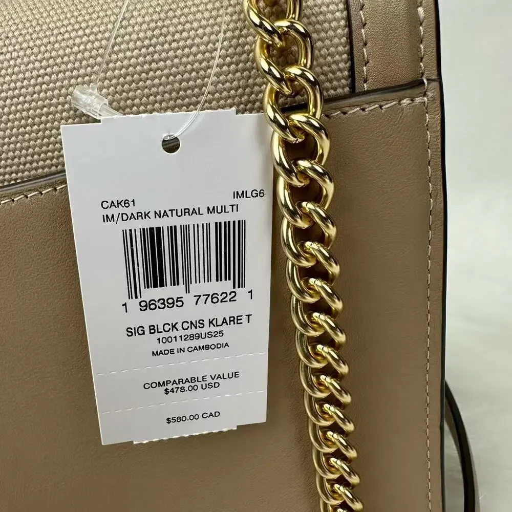 Coach Klare Top Handle Bag In Colorblock Signature Canvas CAK61 Dark Natural NWT - Picture 5 of 9